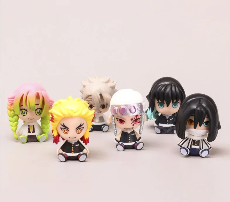 6pcs/set Demon Slayer Tomioka Giyuu Kanroji Mitsuri Iguro Obanai Tokitou Muichirou Action Figures Cute Kids Gift toys