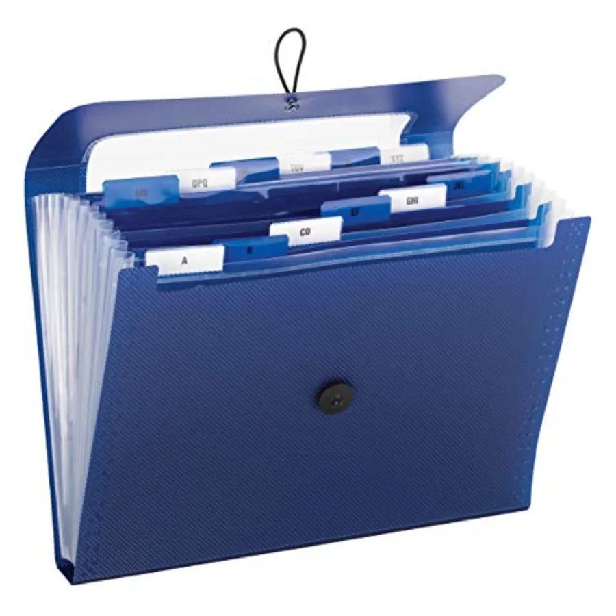 Smead Step Index Poly Organizer, 12 Pockets, Flap and Cord Closure, Letter Size, Navy Blue 70902