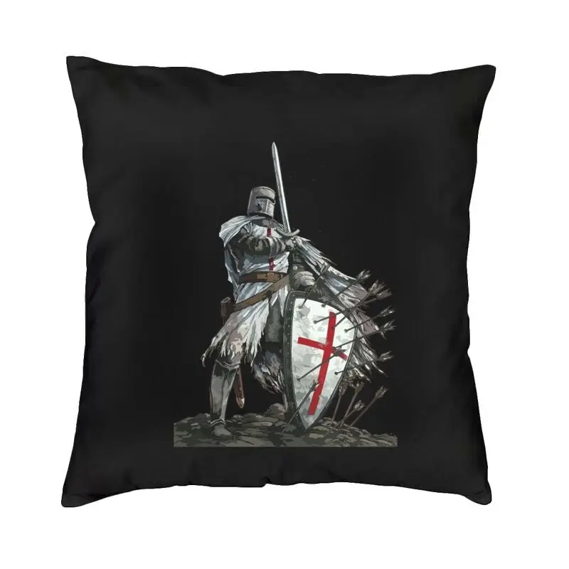 Knights Templar Warrior Cushion Covers Sofa Home Decor Medieval Templar Shield Cross Square Throw Pillow Cover 45x45