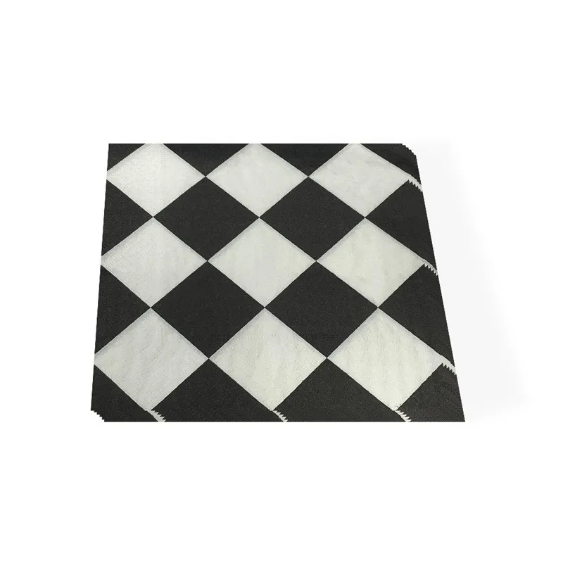 20Pcs/pack Retro Black White Checkered Table Dinner Disposable Napkins Paper Festival Decoration Supplies