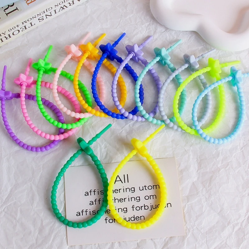 DIY Jewelry Key Chain Self-Locking Lanyard Strap Candy-Colored Five-Pointed Star Silicone Rope 22cm Dress Tags Rope