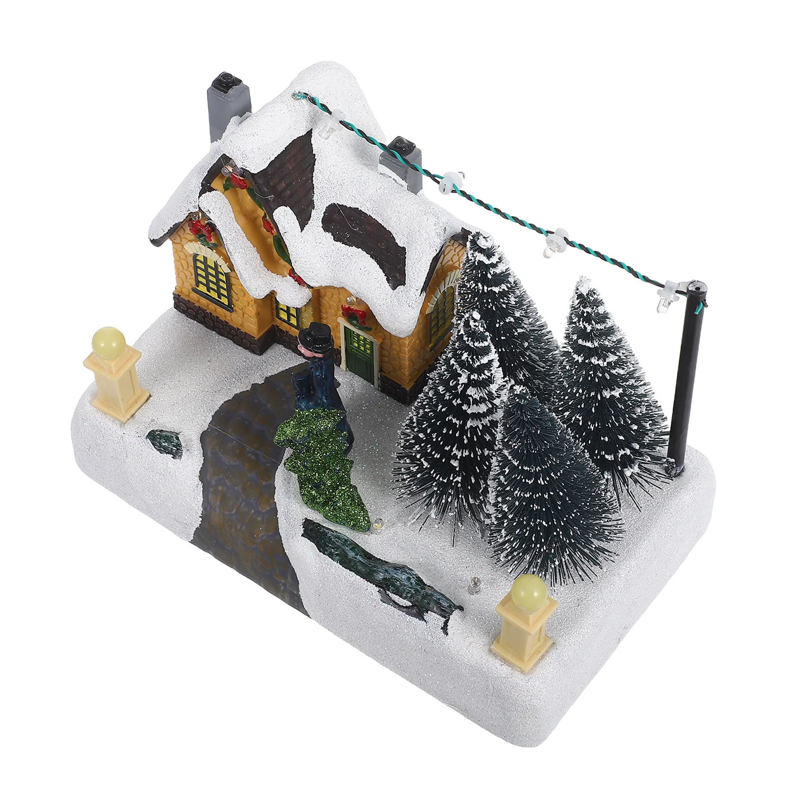 

Glowing Christmas House Decoration Resin Craft Melody Playing Mini Landscape Ornament Festive Luminous Village Scene Xmas