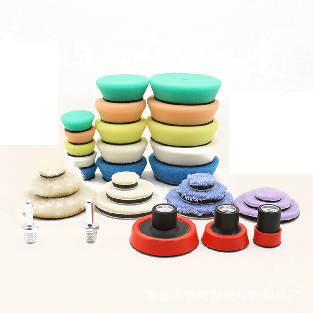 HUTU 32PCS Car Detail Polishing Disc Wheel Small Area Scratch Repair Tool 1 inch 2 inch 3 inch Self-adhesive Sponge Wheel