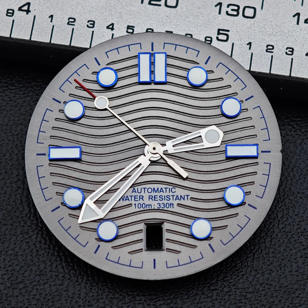 31.7mm Watch Dial For 300 Series NH35 NH36 Movement 6 O‘clock Date C3 Green Luminous Mechanical Watch Parts