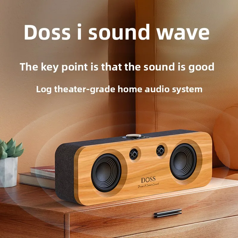 For DOSS 569 SoundWave Bluetooth Speaker Retro Wooden 131W Portable Outdoor Stereo TWS 32H Playtime