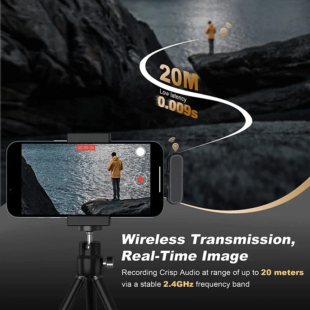 Wireless HD Radio Live Microphone K61 Dual Mic 20 Meters for Mobile Phone for Short Video Recording