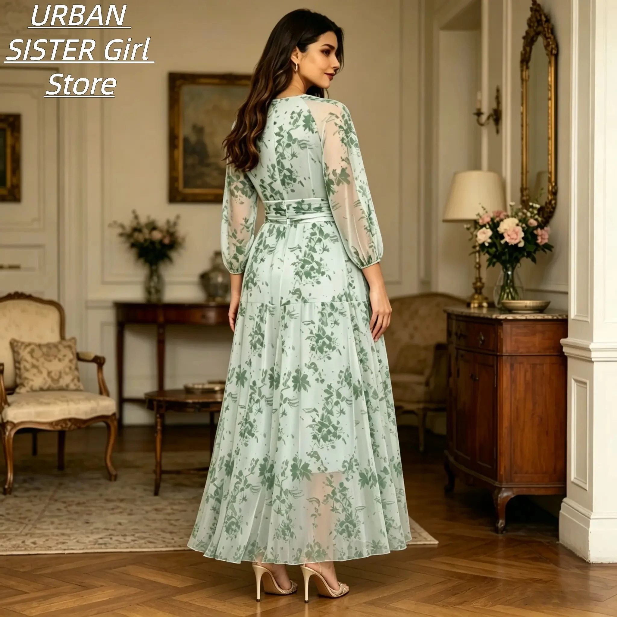 Robe midi en mousseline de soi - Women'S Green Formal Wear avis et prix