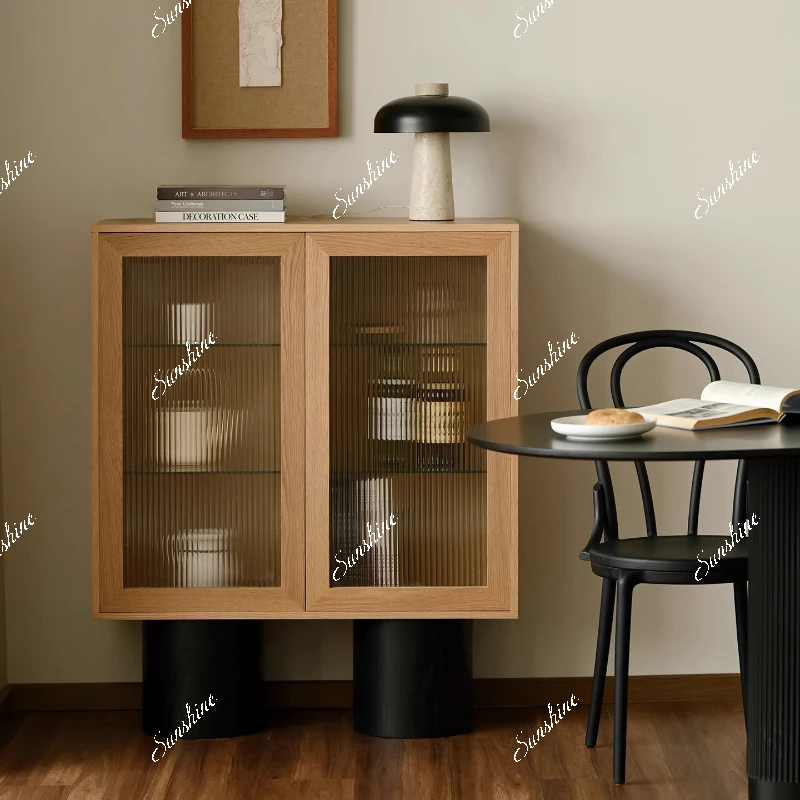 

Modern simple locker, retro tea cabinet, Chinese log wind storage cabinet