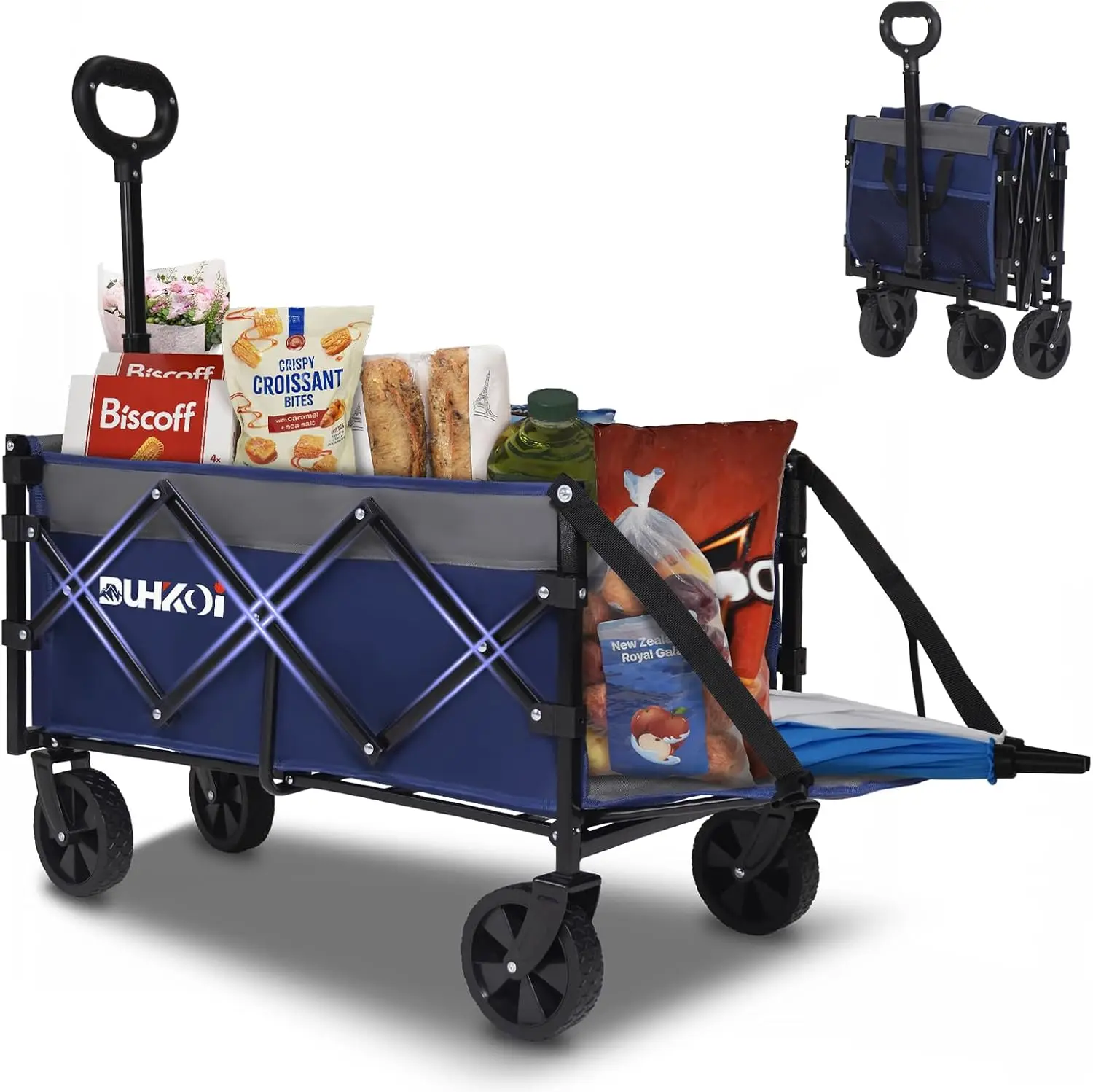 

Collapsible Tailgate Wagon with Wheels Compact Size Folding Utility Cart 380LBS Capacity for Garden Grocery Beach Camping u2013