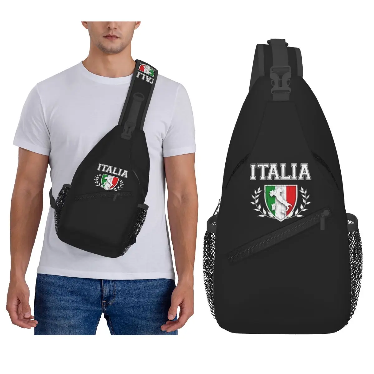 

Italian Flag Italy Chest Bag Men Sling Crossbody Backpack Chest Bag Travel Hiking Daypack Shoulder Bag