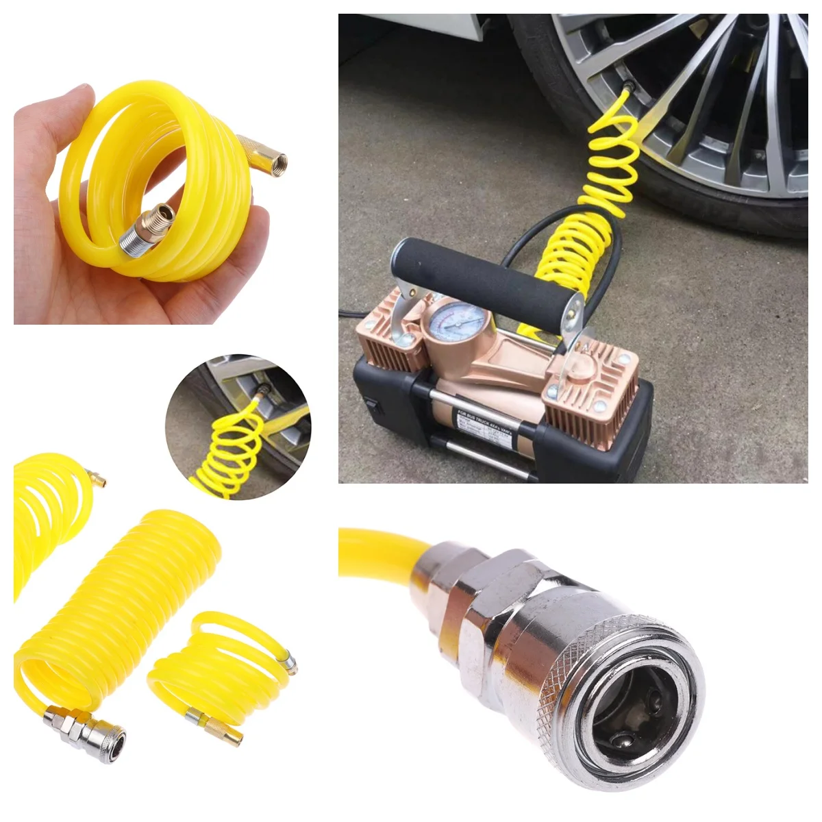 

1 Piece Universal Pump Extension Tube Tire Air Compressor Hose Flexible Recoil Air Inflator Connector Replacement Inflator Hose