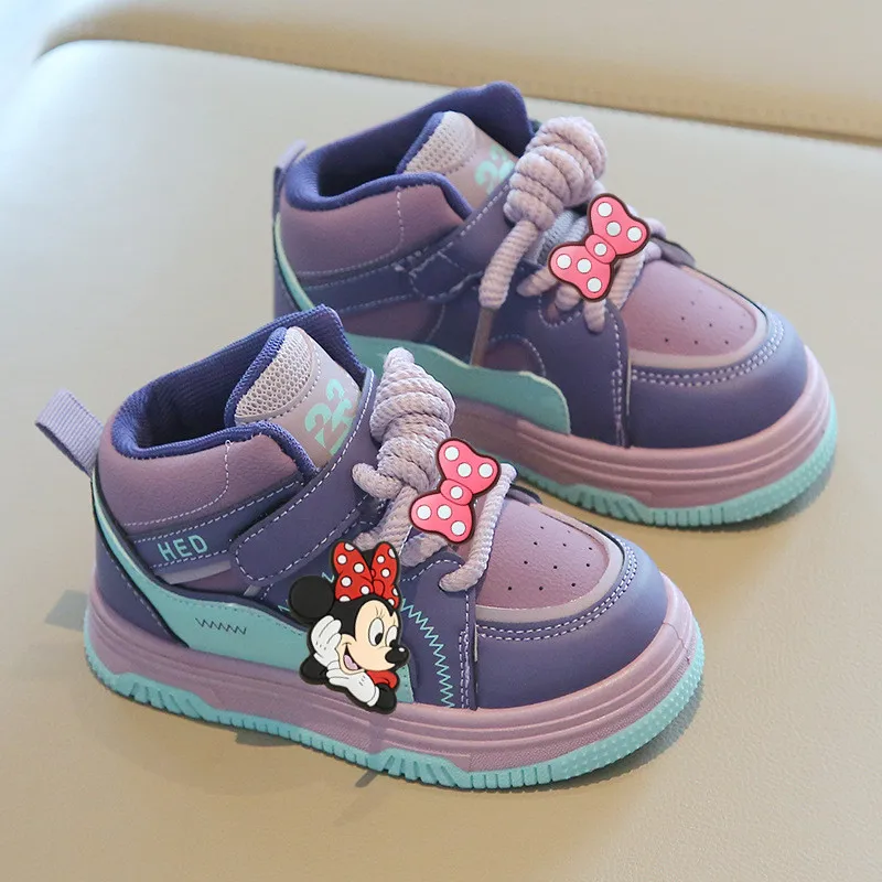 

Новые кроссовки Stitch для девочек на весну и осень, повседневная обувь принцессы для девочек и мальчиков, нескользящие кроссовки на мягкой подошве с Микки Маусом