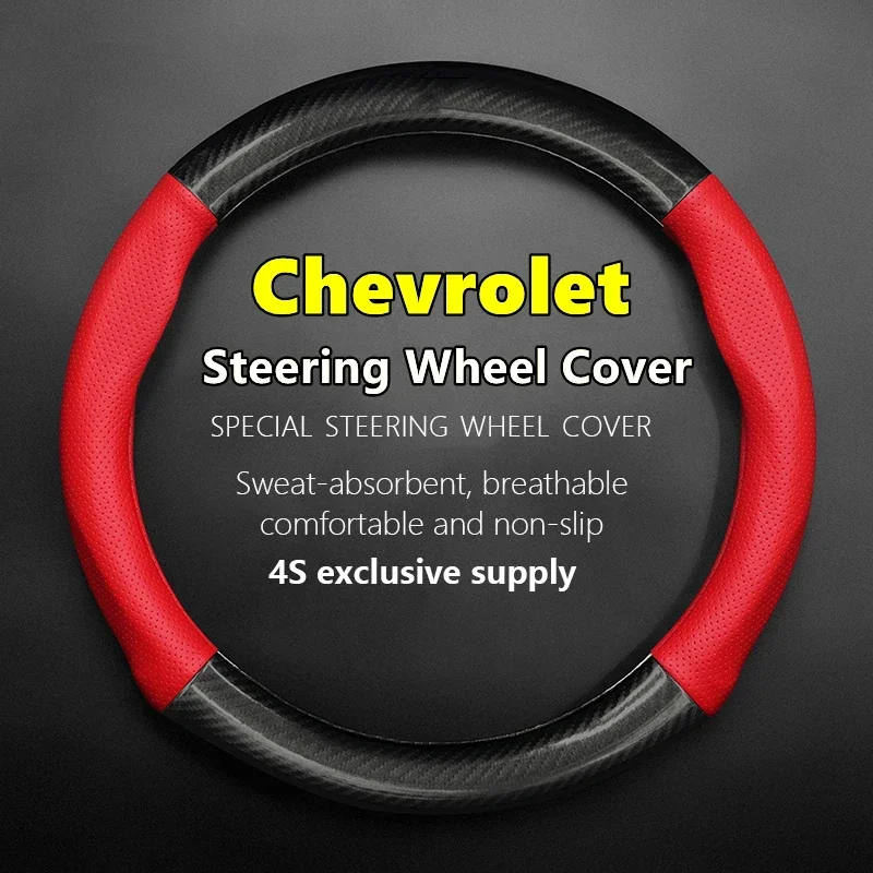 For Chevrolet Colorado Steering Wheel Cover Genuine Leather Carbon Fit Z71 Trail Boss 3.0 2017 Hruley 2017 ZR2 Bison 2018 2019