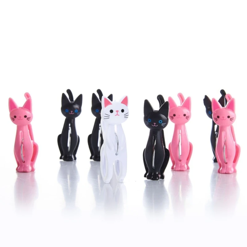 4pcs Cartoon Cat Clothespin Windproof Clothes Pegs Underwear Socks Clips Multifunctional Laundry Hanging Clip for Home