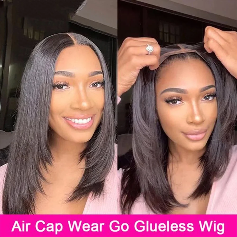 

180% Wear And Go Glueless Human Hair Wig Bob HD Lace Straight Short Bob 4x4 Lace Frontal Pre Plucked Human Wigs Ready To Go Remy