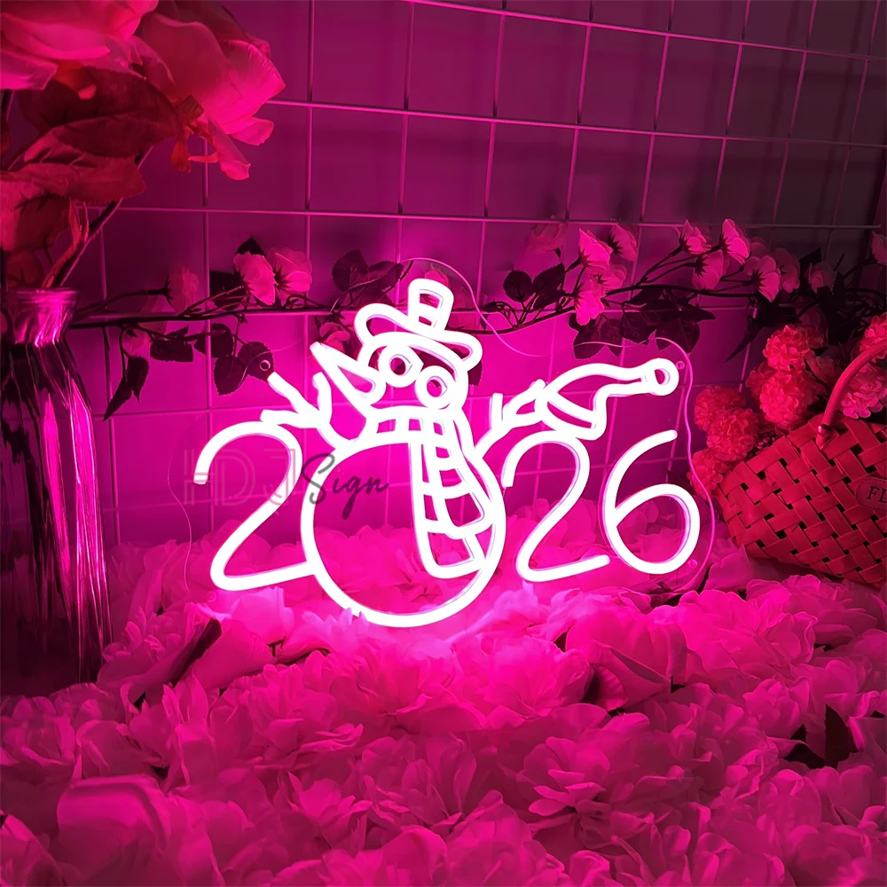 2026 سنة جديدة سعيدة Led النيون علامات ثلج الرموز لغرفة ديكور المنزل حفلات السنة الجديدة النوادي الديكور أضواء النيون الهدايا #4