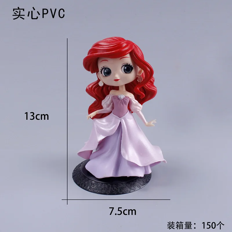 13cm Disney The Little Mermaid Action Figures PVC Ariel Pink Skirt Beautiful Princess Model Toys Cake Decoration Girls Gift