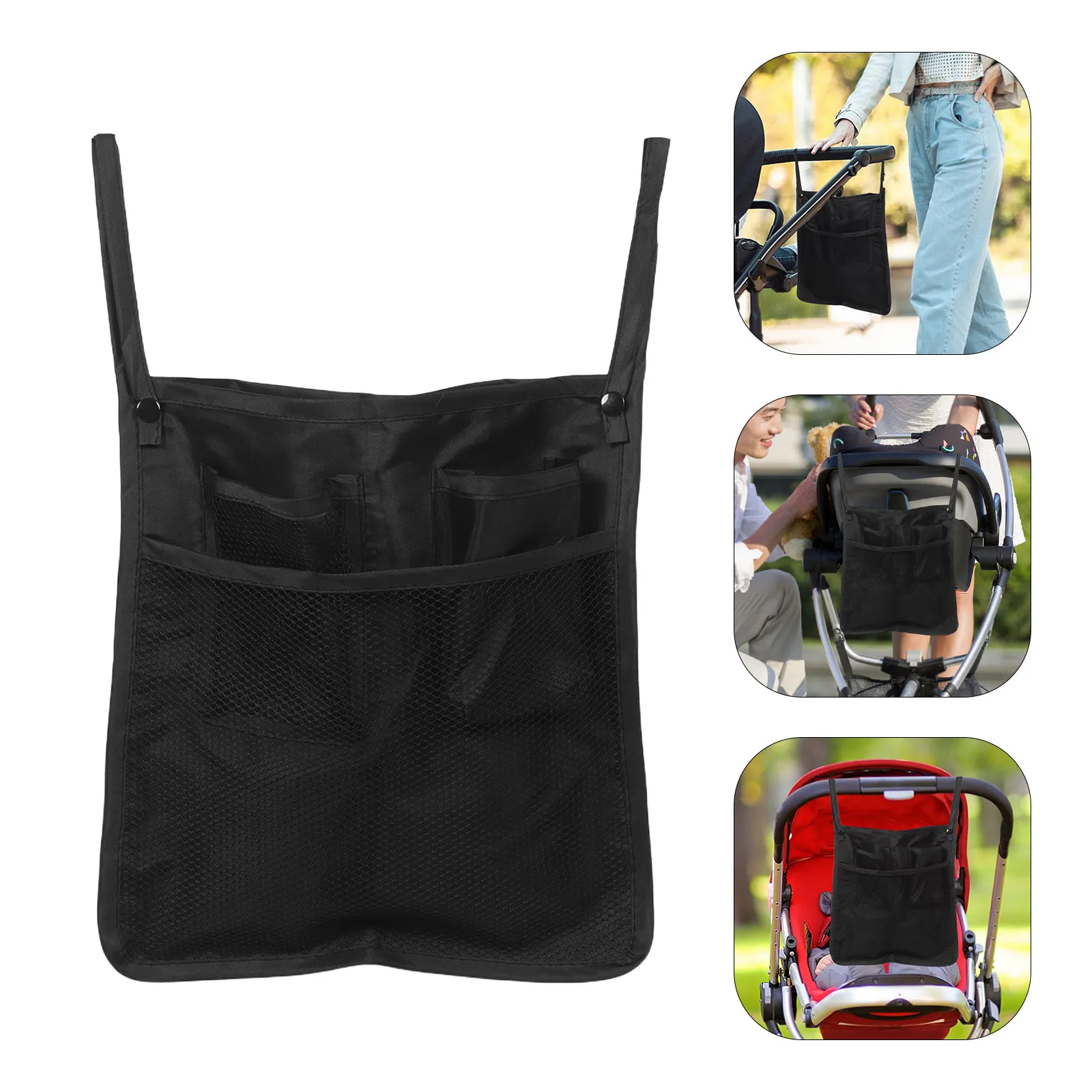 

Baby Stroller Storage Bag Universal Fit Pushchair Organizer Side Hanging Tote For Diapers Wipes Bottles Pram Accessories