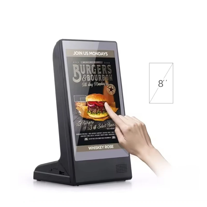 LETINE 7 inch Table Top LCD Menu AD Display WiFi Control Power Bank Digital Advertising for  Restaurant Bar coffee shop