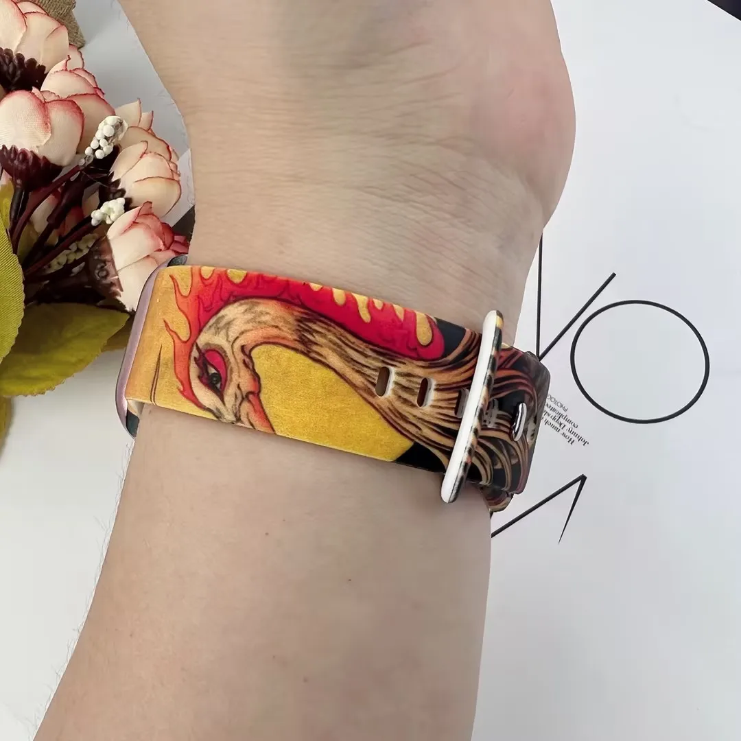 Cinturino con stampa serie Creature mitiche per Apple Watch 11/10/9/SE, cinturino in morbido silicone per cinturino sostituibile da 46 mm/45 mm/44 mm/42 mm