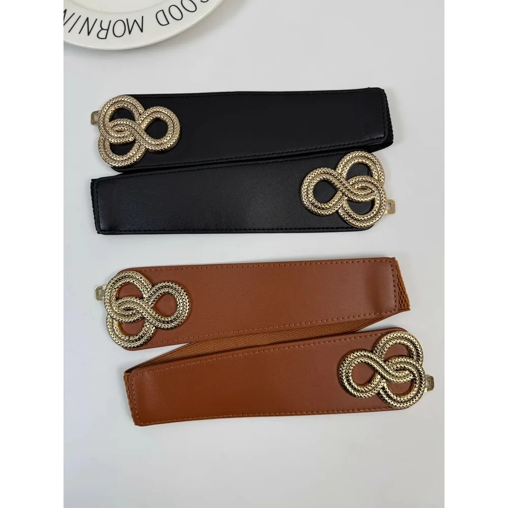 여성을 위한 새로운 고급 복고풍 벨트 넓은 탄성 허리띠