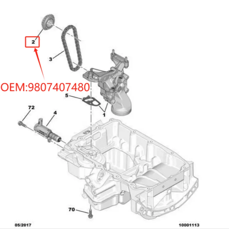 9807407480 For Peugeot 208 2008 308 408 Citroen C3 C4 DS 1.2T Auto parts Engine Oil pump drive gear