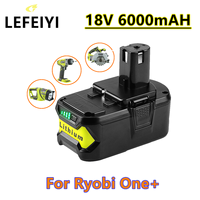 For RYOBI P108 One+ Plus 18V 6AH Lithium-Ion Battery,Power Tools P104 P107 RB18L50 RB18L20 P108 Rechargeable Batteries