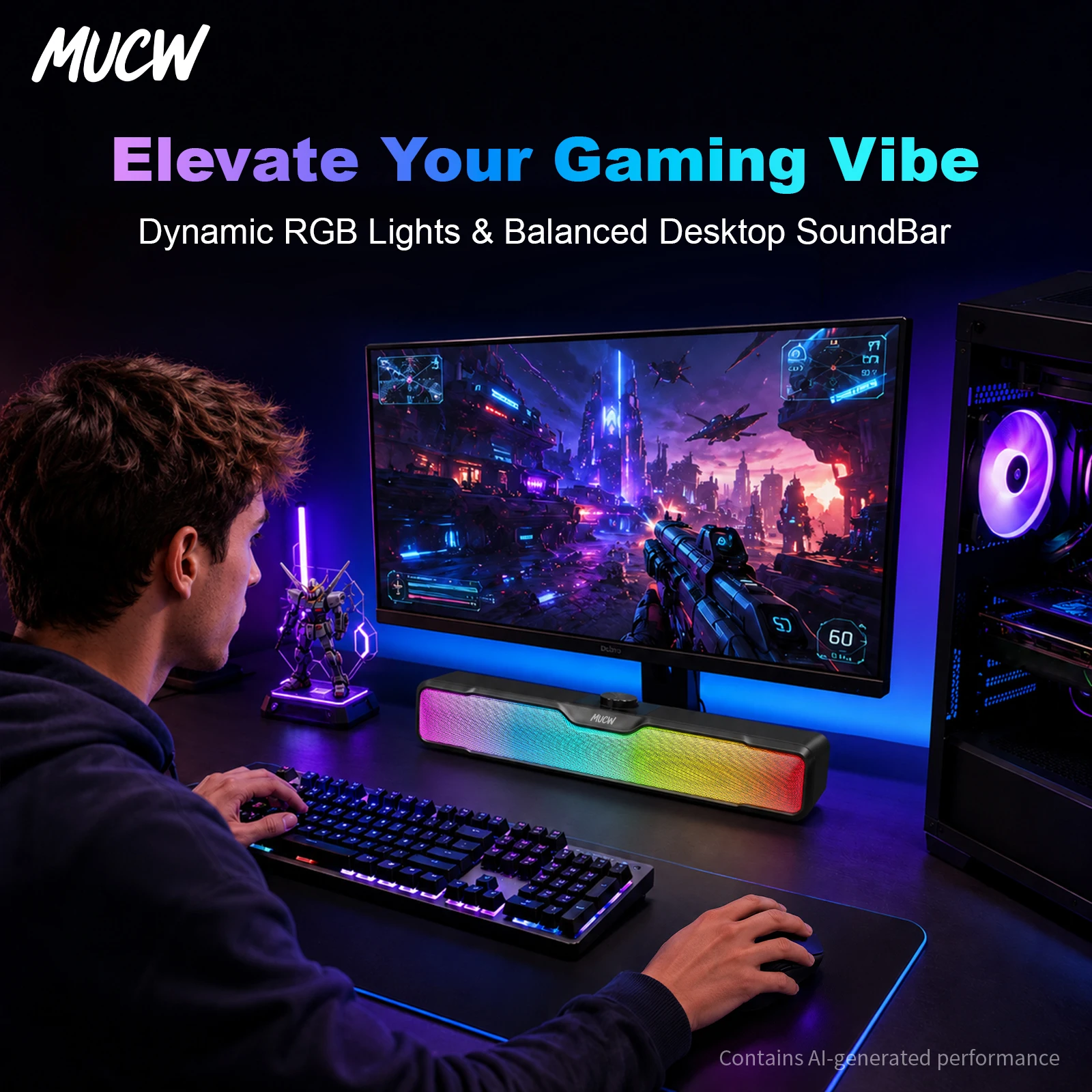 MUCW MU‑C18 Gaming-Desktop-Sou – Rgb Computer Soundbar For Pc Bewertung und Preis