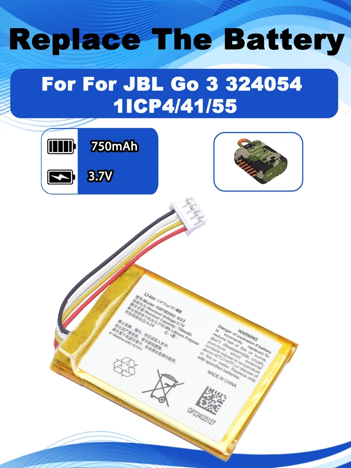 Originale sostuisce 800mAh P682634 batteria per JBL Go 1 01 GO1 BLK FF Bluetooth Audio Speaker Batterie accumulatore AKKU  44