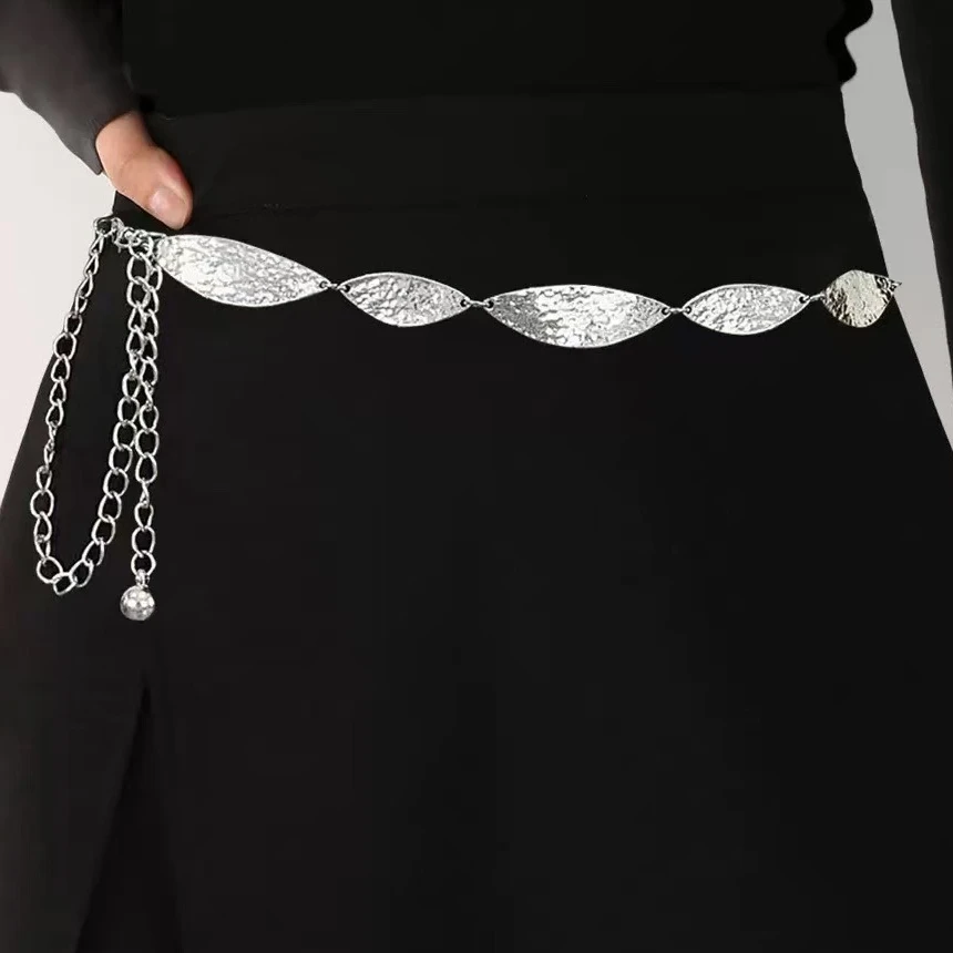 Silber und Gold neue Metall plissierte verstellbare Taillenkette Mode Taillenzubehör für Frauen
