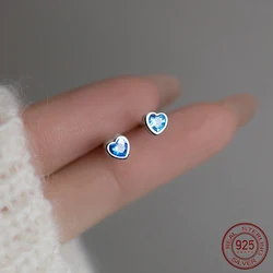 La Monada Small Blue Zircon Stud Earrings 925 Sterling Silver 925 Heart Ball Nut Silver Earrings For Women Silver Girls Student
