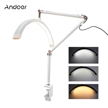 Andoer HD-M3X LED Video Light Half-moon Shaped Desktop Ring Light 3000K-6000K Dimmable…