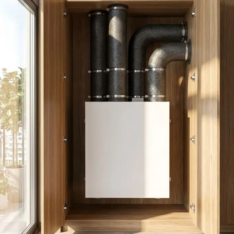 LANSTEP Heat Recovery Ventilator HRV With Counterflow Core, Vertical Installation For Apartment And Villa Ventilation