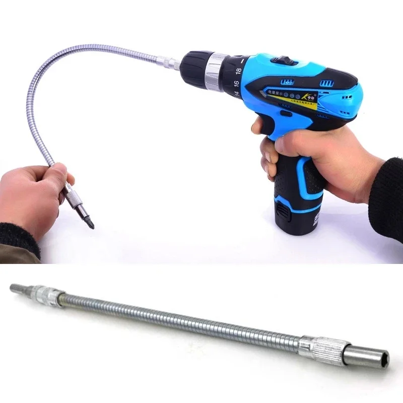 30cm 1/4\'\' Hex Shank Flexible Hose Screwdriver Extension Bit Holder Adapter Connect To 6.35mm Electric Drill Head