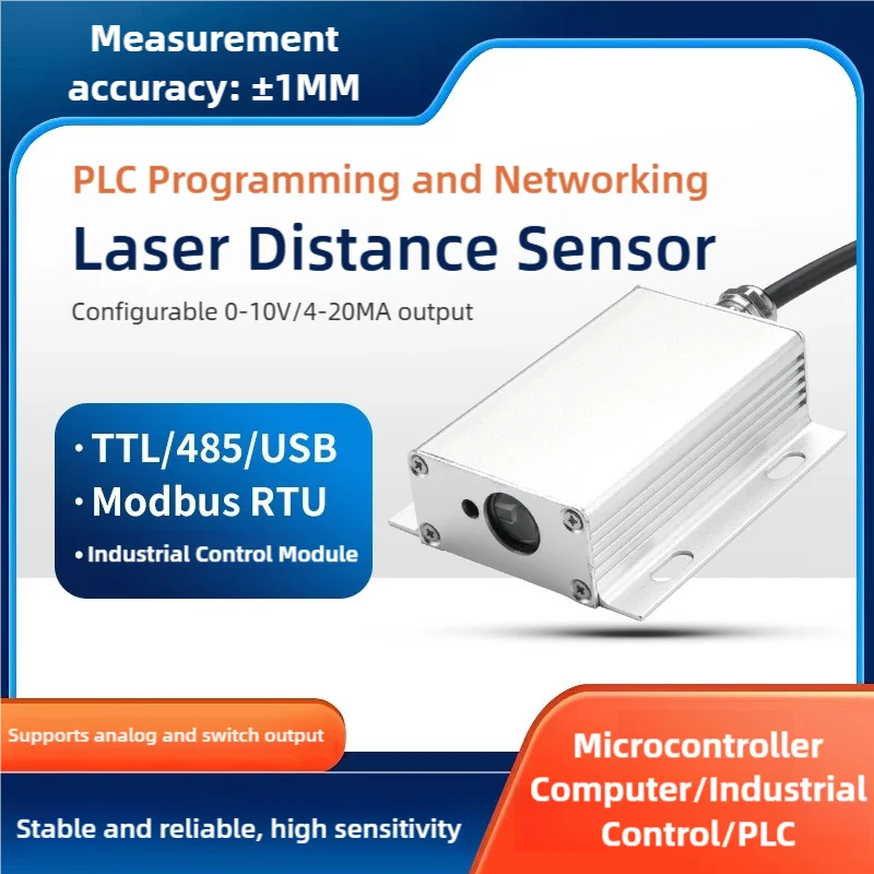2PCS Laser Displacement Distance Sensor Analog Quantity 4-20Ma 0-10V Industrial Module High-Precision TTL/485