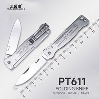 SANRENMU PT611 Pocket Folding Knife 12c27 Blade Outdoor Hiking Camping Fishing Picnic Home Cooking Edc Portable Tool Knives