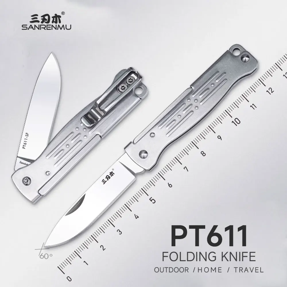 SANRENMU PT611 Pocket Folding Knife 12c27 Blade Outdoor Hiking Camping Fishing Picnic Home Cooking Edc Portable Tool Knives