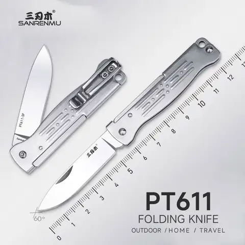 SANRENMU PT611 Pocket Folding Knife 12c27 Blade Outdoor Hiking Camping Fishing Picnic Home Cooking Edc Portable Tool Knives