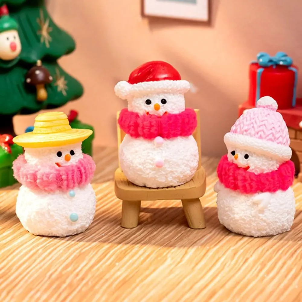 6pcs/set Creative Mini Christmas Figurines Cartoon Resin Crafts Snowman Miniature Ornaments Santa Snowman DIY