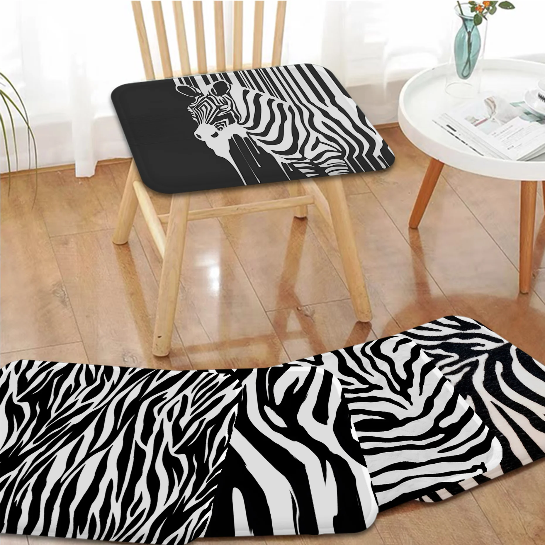 Zebra Print Modern Minimalist Style Seat Pad Household Cushion Soft Plush Chair Mat Winter Office Bar Sofa Decor Tatami