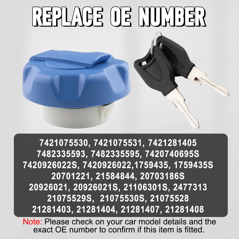 Locking Fuel Gas Tank Filler Cap with 2 Keys 20926021 21281403 21281404 For Renault Kerax Magnum Premium Volvo FE FH FM