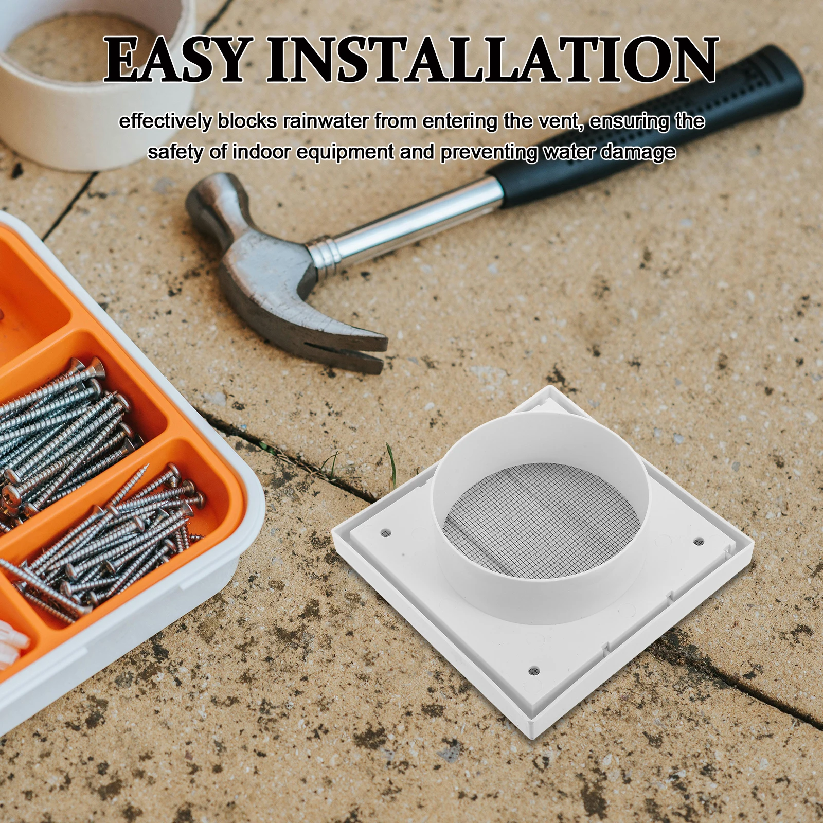 غطاء فتحة تهوية من البلاستيك الأبيض المقاوم للمطر والرياح لرفرف حماية لفتحة عادم الحمام