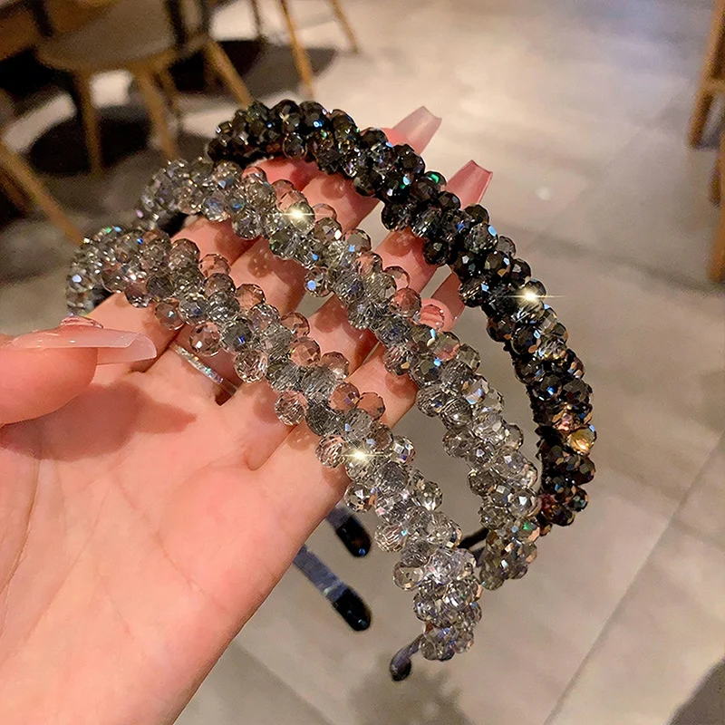 シャンパンクリスタルラインストーンヘアバンドエレガントシンプル滑り止め歯付きヘアクリップ多用途スタイリッシュなヘアアクセサリー女性用