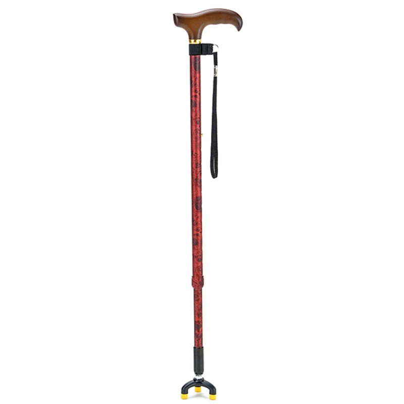 Elderly crutches Non-slip light crutches Solid wood retractable three-legged walking sticks Portable aluminum alloy