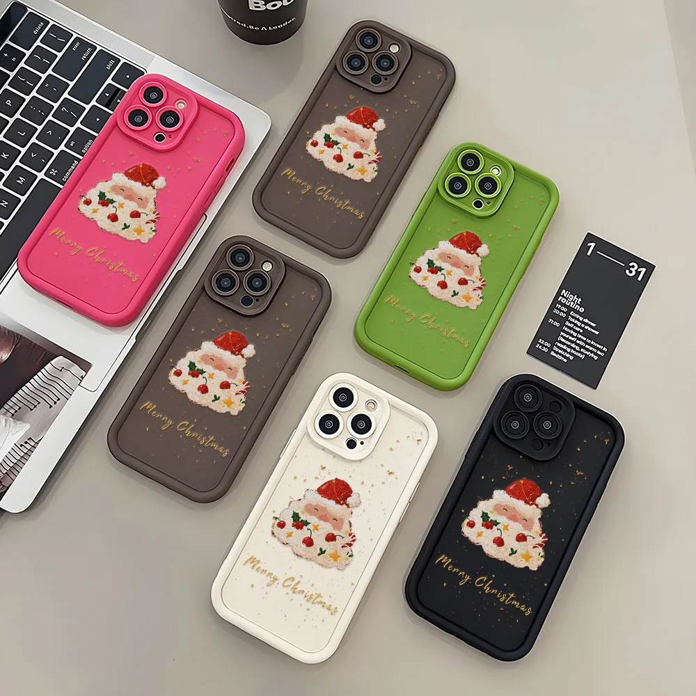 Weihnachten Santa Claus Fall Für iPhone 17 16 11 12 15 13 14 Pro Max Air 15 16 Plus 12 13 mini Weiche Stoßfest Telefon Funda Stoßstange