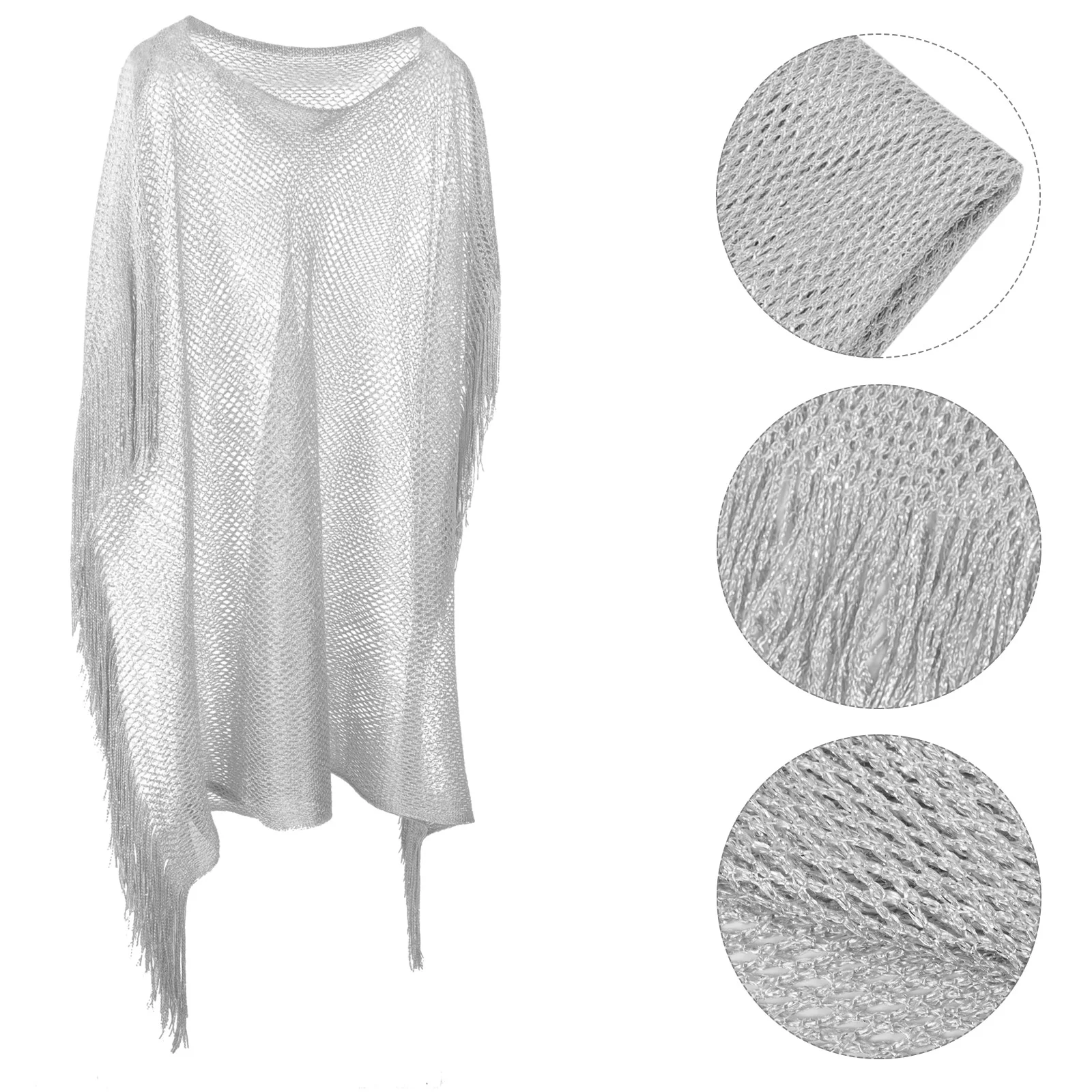 Scarf Mesh Sun Shawl Wraps for Women Dressy Clothing Block Cape Silver Summer Shawls and Accessories Travel