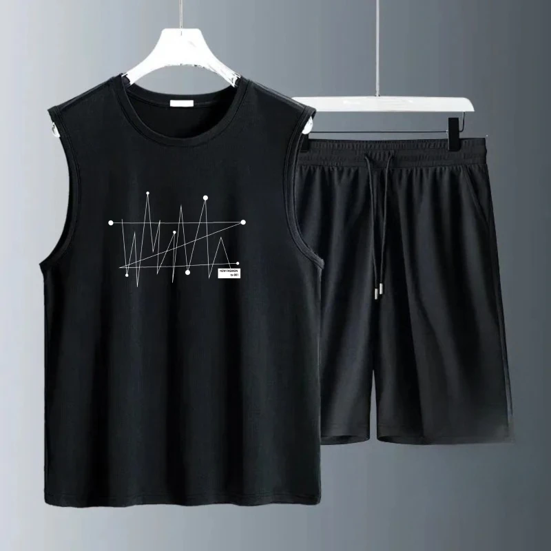 Men's Tank Top Sets 2026 Summer Quick drying Breathable sports running beach Tracksuit men Old money man oversize seaside