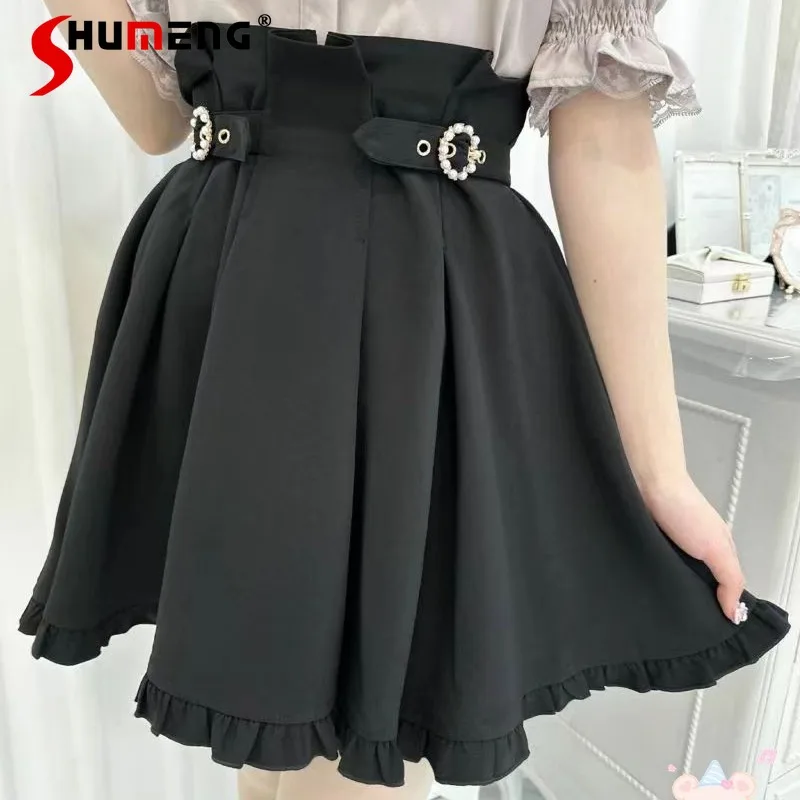 

Japanese Rojita Skirts New Slimming Plaid Rhinestone Ornament Mine Mass-Produced All-Match Sweet Daily Wear High-waisted Skirt