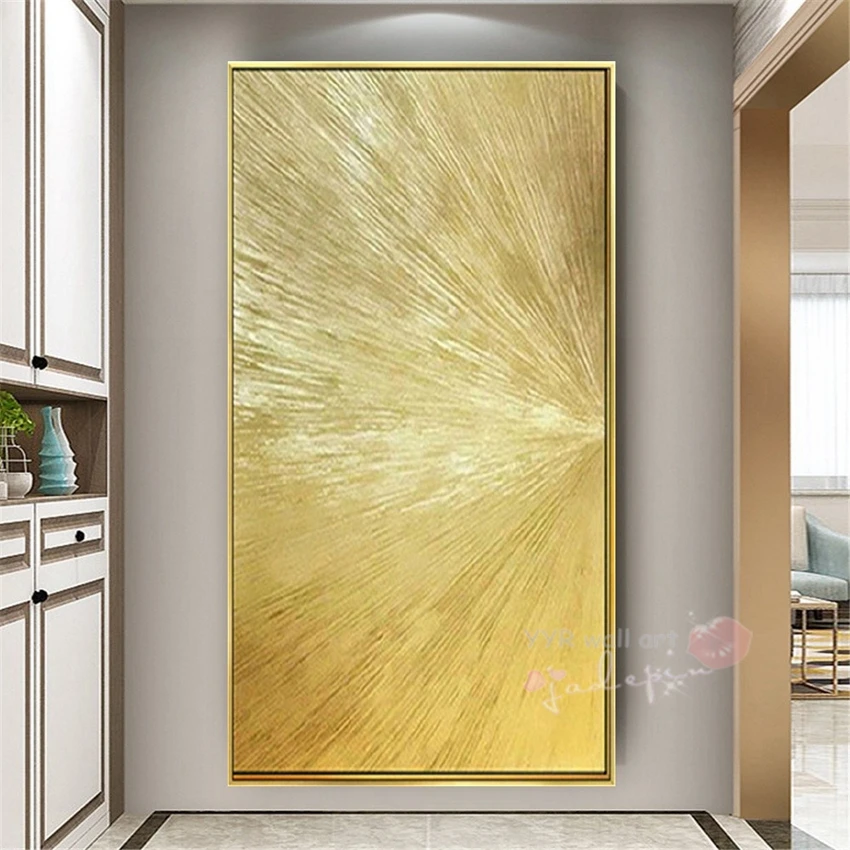 Abstract Nordic Gold Color Matching Figure Landscape Pure  Handmade Oil Painting Home Decoration  Dining Room Living Room Mural