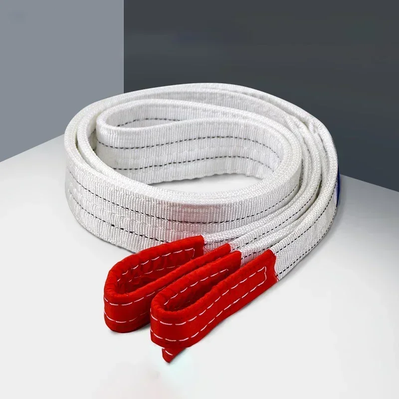 

1Tx3M 1Tx1M 2Tx1M Industrial Lifting Belt Wear Resistant White Flat Lifting Belt Trailer Sling Crane Hoisting Cargo Polyester